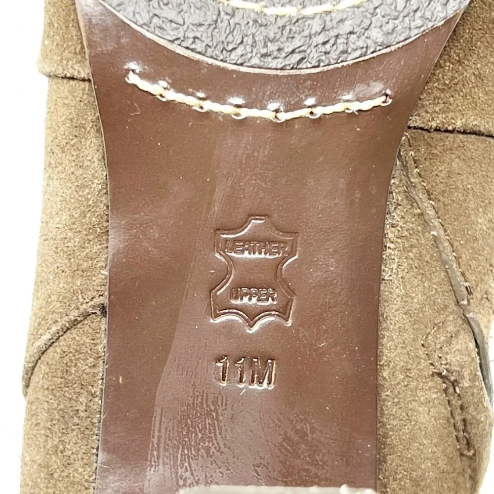 Tory Burch Boots Women's Size 11 Lan Gray Brown Milan Suede Heeled Buckle Bootie
